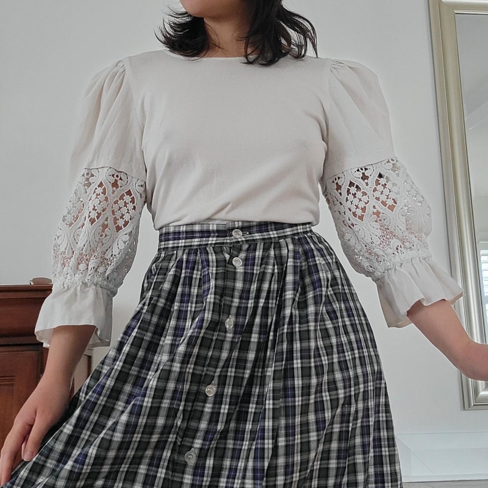 Vintage lace puff sleeve blouse